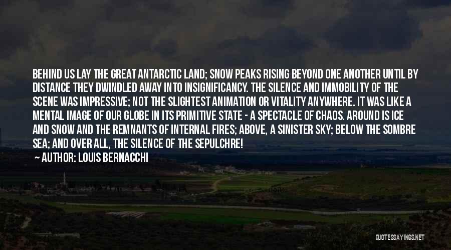 Louis Bernacchi Quotes: Behind Us Lay The Great Antarctic Land; Snow Peaks Rising Beyond One Another Until By Distance They Dwindled Away Into