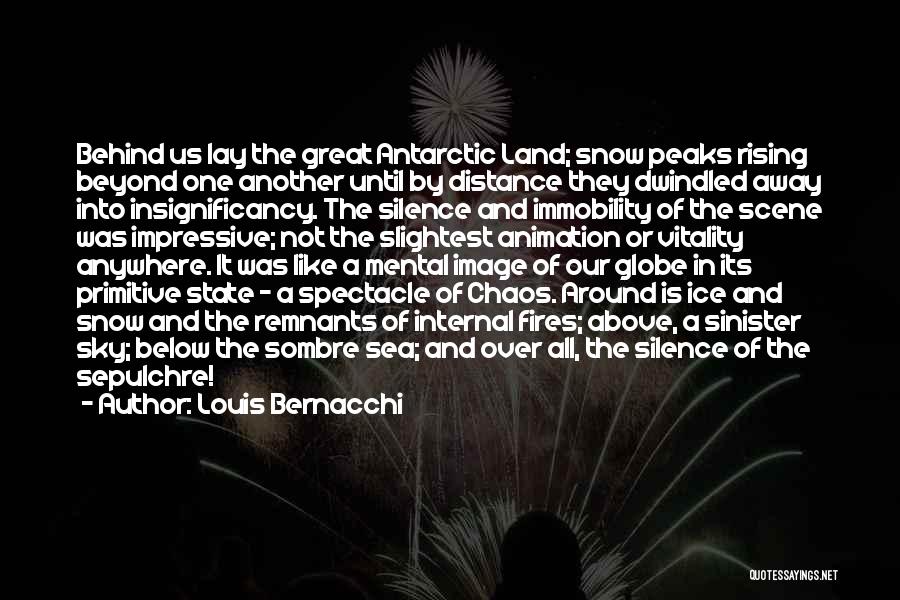 Louis Bernacchi Quotes: Behind Us Lay The Great Antarctic Land; Snow Peaks Rising Beyond One Another Until By Distance They Dwindled Away Into