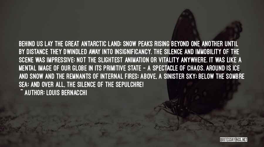 Louis Bernacchi Quotes: Behind Us Lay The Great Antarctic Land; Snow Peaks Rising Beyond One Another Until By Distance They Dwindled Away Into