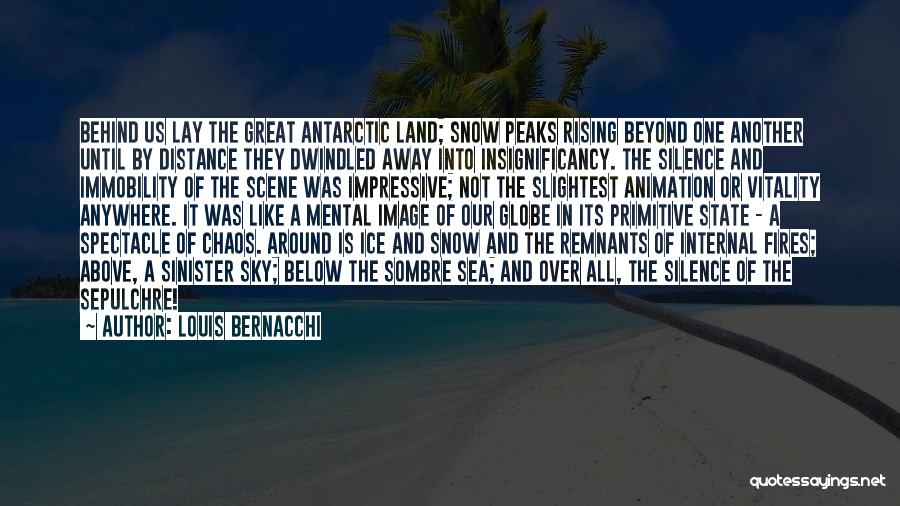 Louis Bernacchi Quotes: Behind Us Lay The Great Antarctic Land; Snow Peaks Rising Beyond One Another Until By Distance They Dwindled Away Into