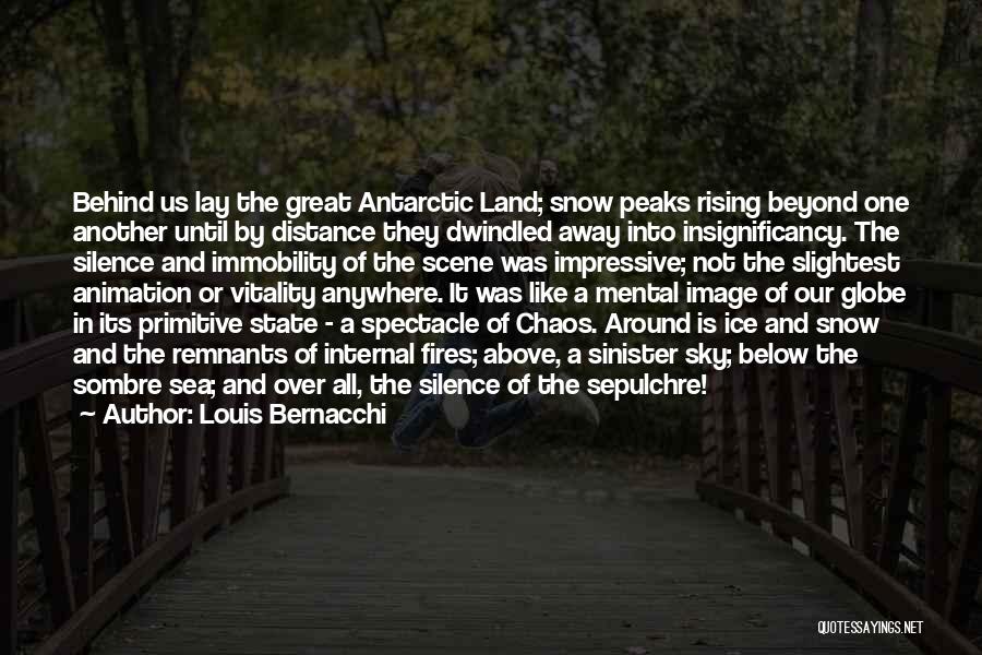 Louis Bernacchi Quotes: Behind Us Lay The Great Antarctic Land; Snow Peaks Rising Beyond One Another Until By Distance They Dwindled Away Into