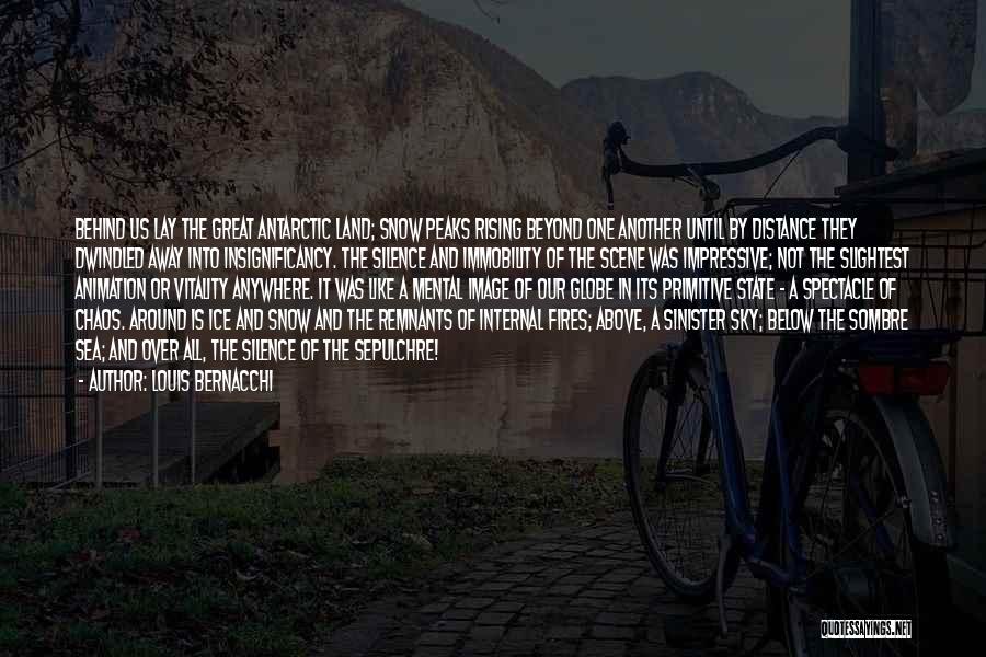 Louis Bernacchi Quotes: Behind Us Lay The Great Antarctic Land; Snow Peaks Rising Beyond One Another Until By Distance They Dwindled Away Into