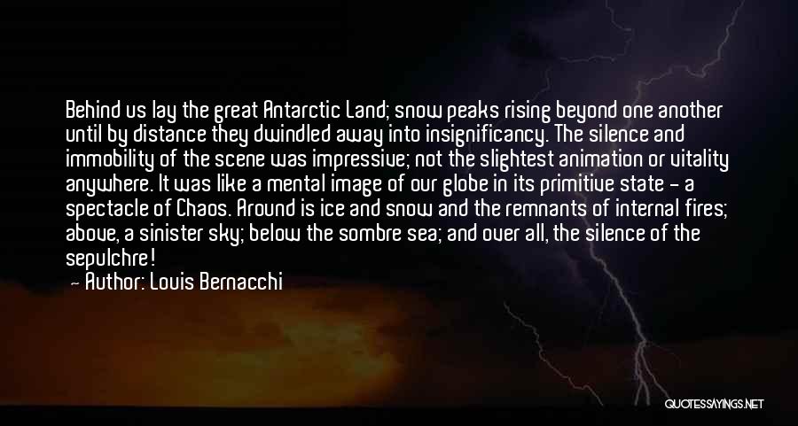 Louis Bernacchi Quotes: Behind Us Lay The Great Antarctic Land; Snow Peaks Rising Beyond One Another Until By Distance They Dwindled Away Into