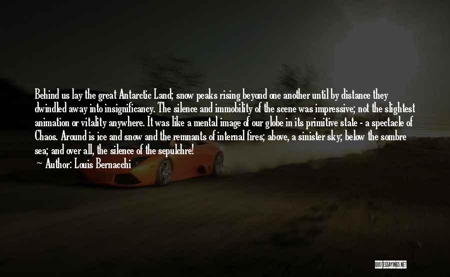 Louis Bernacchi Quotes: Behind Us Lay The Great Antarctic Land; Snow Peaks Rising Beyond One Another Until By Distance They Dwindled Away Into