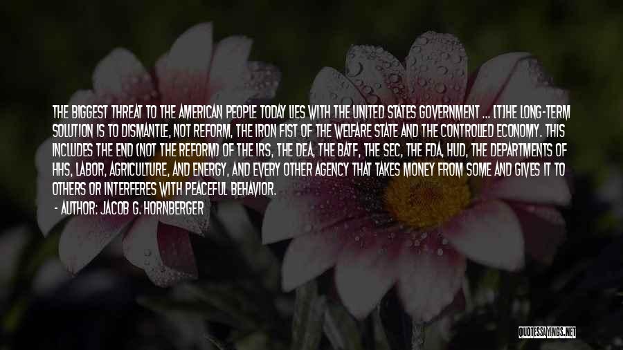 Jacob G. Hornberger Quotes: The Biggest Threat To The American People Today Lies With The United States Government ... [t]he Long-term Solution Is To