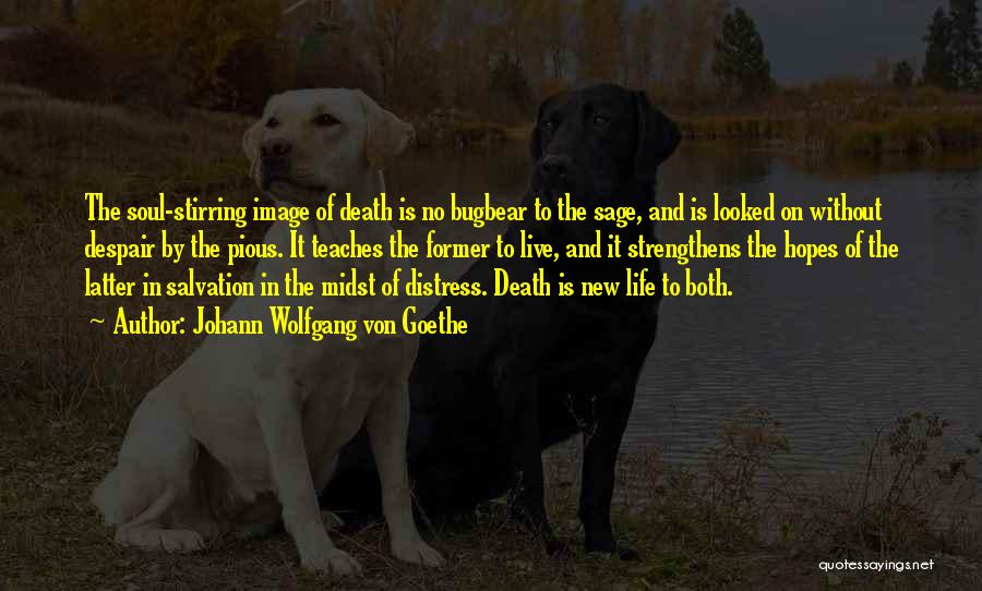Johann Wolfgang Von Goethe Quotes: The Soul-stirring Image Of Death Is No Bugbear To The Sage, And Is Looked On Without Despair By The Pious.