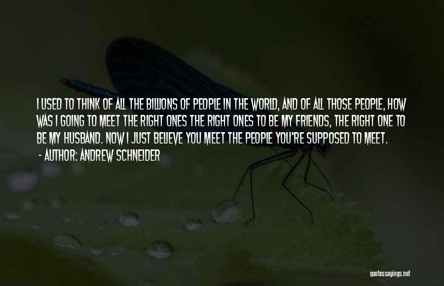 Andrew Schneider Quotes: I Used To Think Of All The Billions Of People In The World, And Of All Those People, How Was