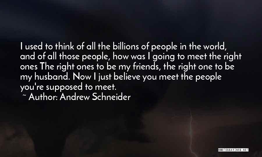 Andrew Schneider Quotes: I Used To Think Of All The Billions Of People In The World, And Of All Those People, How Was