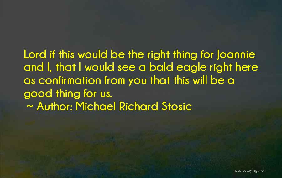 Michael Richard Stosic Quotes: Lord If This Would Be The Right Thing For Joannie And I, That I Would See A Bald Eagle Right