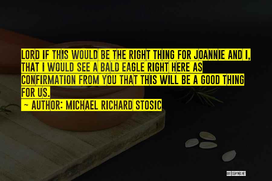 Michael Richard Stosic Quotes: Lord If This Would Be The Right Thing For Joannie And I, That I Would See A Bald Eagle Right