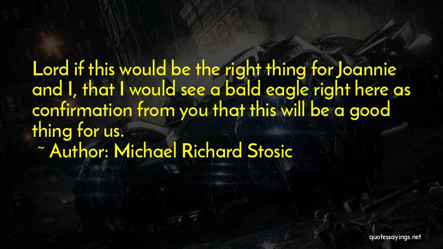 Michael Richard Stosic Quotes: Lord If This Would Be The Right Thing For Joannie And I, That I Would See A Bald Eagle Right
