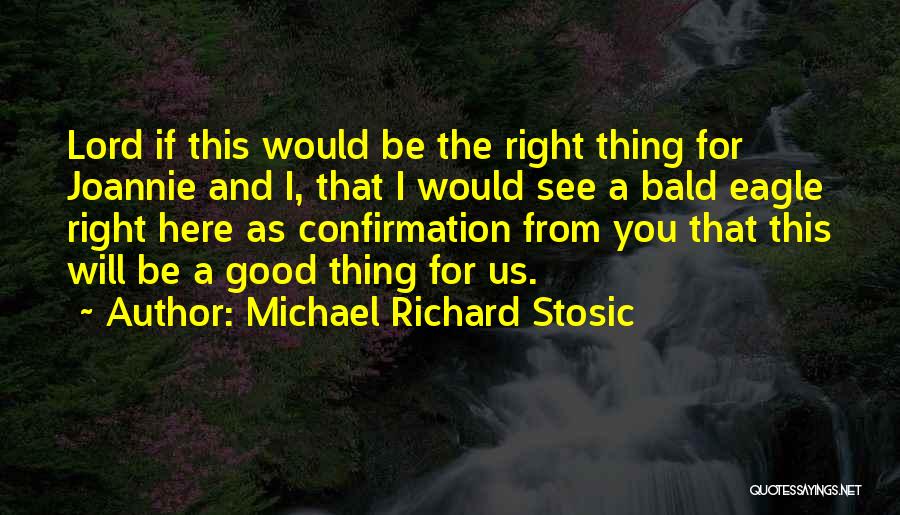 Michael Richard Stosic Quotes: Lord If This Would Be The Right Thing For Joannie And I, That I Would See A Bald Eagle Right