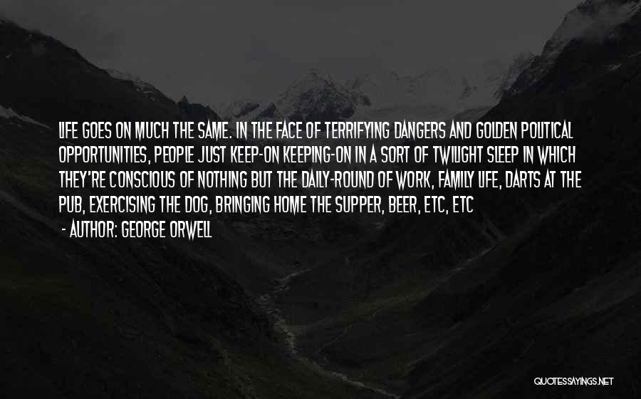 George Orwell Quotes: Life Goes On Much The Same. In The Face Of Terrifying Dangers And Golden Political Opportunities, People Just Keep-on Keeping-on