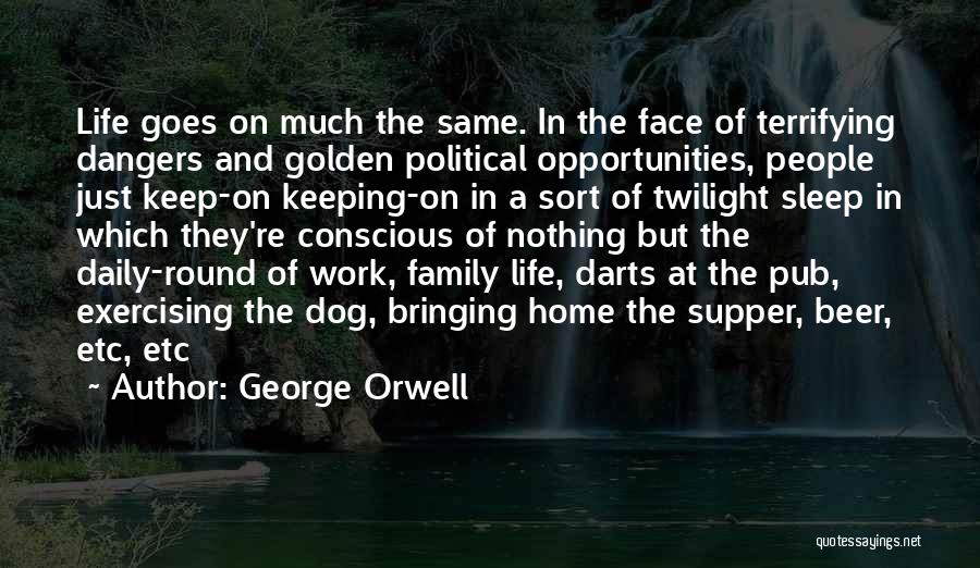 George Orwell Quotes: Life Goes On Much The Same. In The Face Of Terrifying Dangers And Golden Political Opportunities, People Just Keep-on Keeping-on