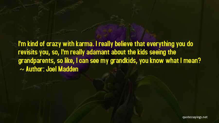 Joel Madden Quotes: I'm Kind Of Crazy With Karma. I Really Believe That Everything You Do Revisits You, So, I'm Really Adamant About