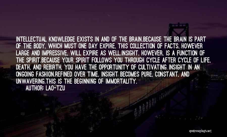 Lao-Tzu Quotes: Intellectual Knowledge Exists In And Of The Brain.because The Brain Is Part Of The Body, Which Must One Day Expire,