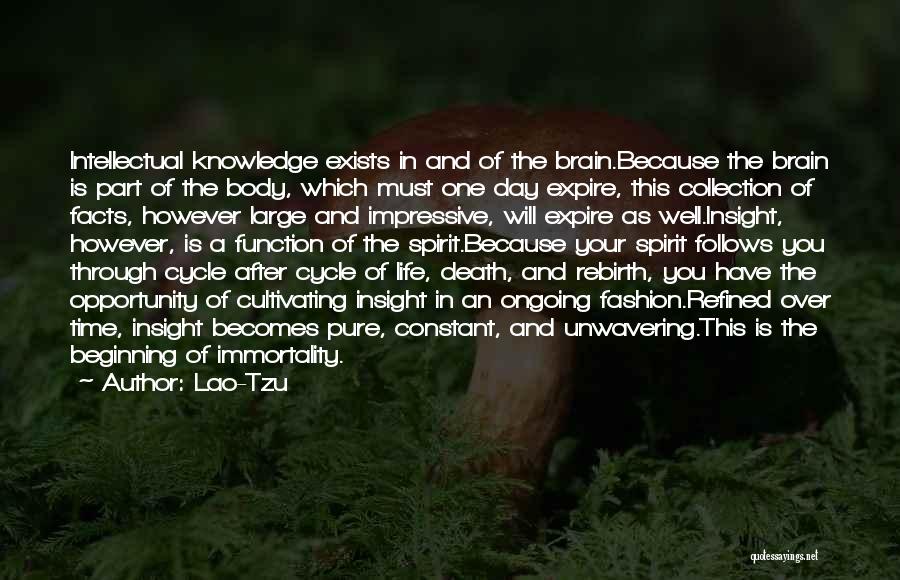 Lao-Tzu Quotes: Intellectual Knowledge Exists In And Of The Brain.because The Brain Is Part Of The Body, Which Must One Day Expire,