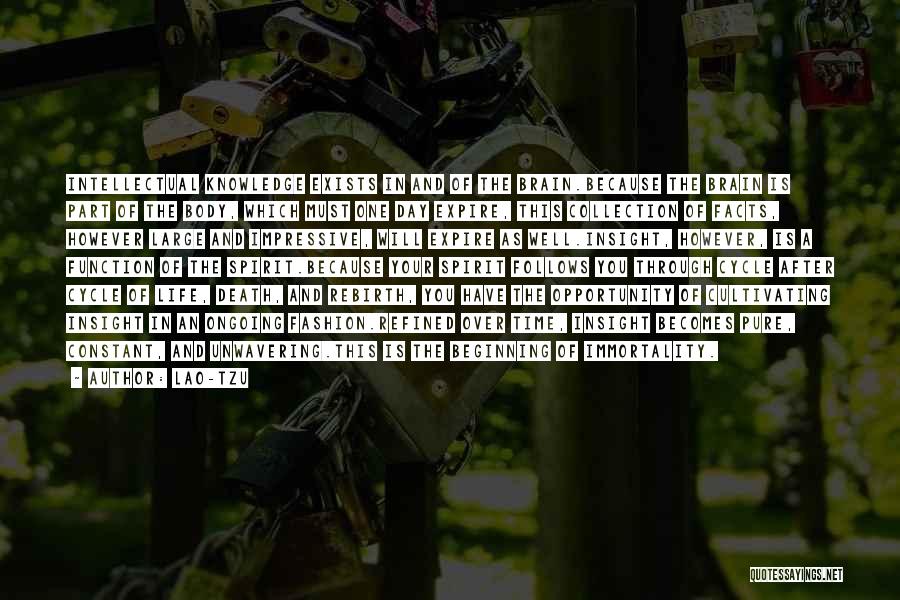 Lao-Tzu Quotes: Intellectual Knowledge Exists In And Of The Brain.because The Brain Is Part Of The Body, Which Must One Day Expire,