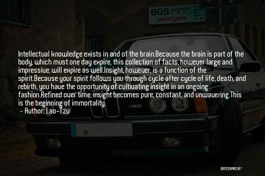 Lao-Tzu Quotes: Intellectual Knowledge Exists In And Of The Brain.because The Brain Is Part Of The Body, Which Must One Day Expire,