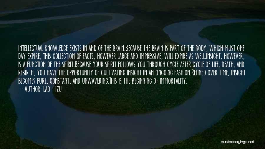 Lao-Tzu Quotes: Intellectual Knowledge Exists In And Of The Brain.because The Brain Is Part Of The Body, Which Must One Day Expire,