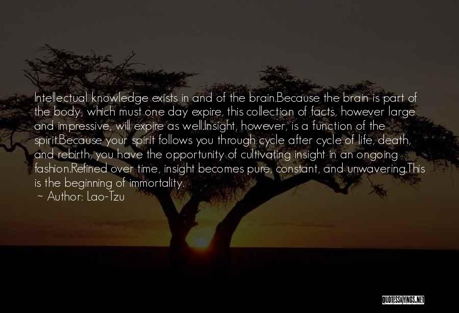 Lao-Tzu Quotes: Intellectual Knowledge Exists In And Of The Brain.because The Brain Is Part Of The Body, Which Must One Day Expire,