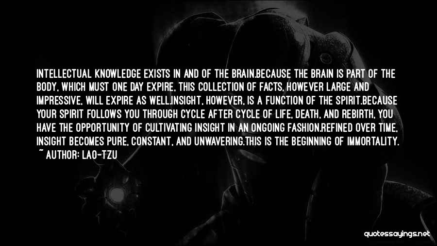 Lao-Tzu Quotes: Intellectual Knowledge Exists In And Of The Brain.because The Brain Is Part Of The Body, Which Must One Day Expire,