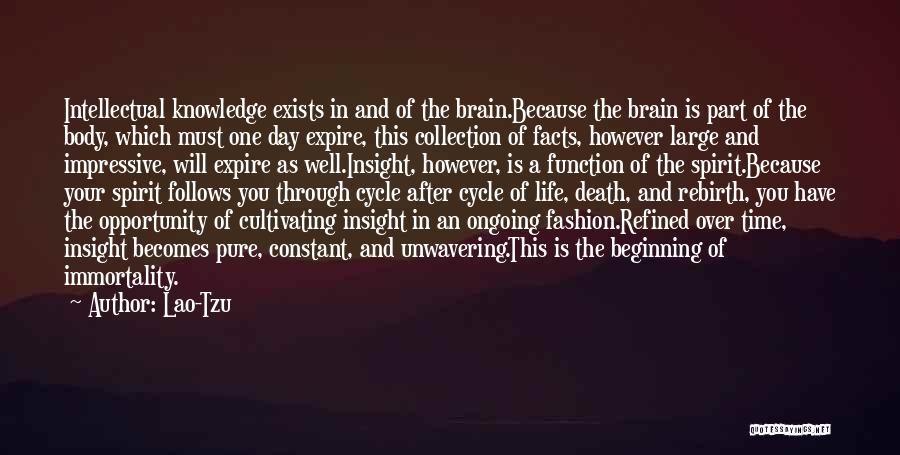 Lao-Tzu Quotes: Intellectual Knowledge Exists In And Of The Brain.because The Brain Is Part Of The Body, Which Must One Day Expire,