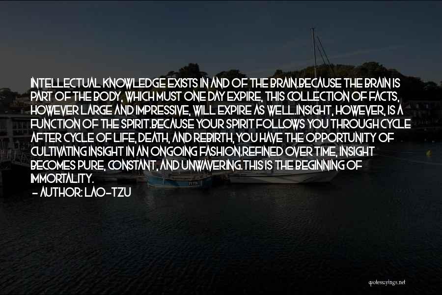 Lao-Tzu Quotes: Intellectual Knowledge Exists In And Of The Brain.because The Brain Is Part Of The Body, Which Must One Day Expire,