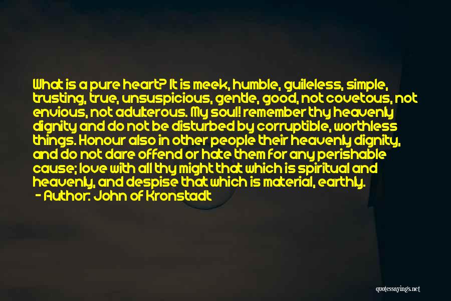 John Of Kronstadt Quotes: What Is A Pure Heart? It Is Meek, Humble, Guileless, Simple, Trusting, True, Unsuspicious, Gentle, Good, Not Covetous, Not Envious,