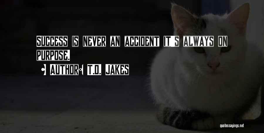 T.D. Jakes Quotes: Success Is Never An Accident It's Always On Purpose.