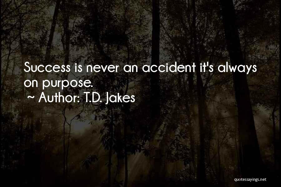 T.D. Jakes Quotes: Success Is Never An Accident It's Always On Purpose.