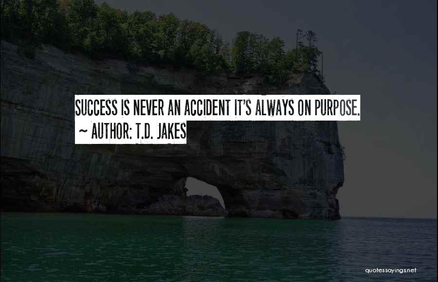 T.D. Jakes Quotes: Success Is Never An Accident It's Always On Purpose.