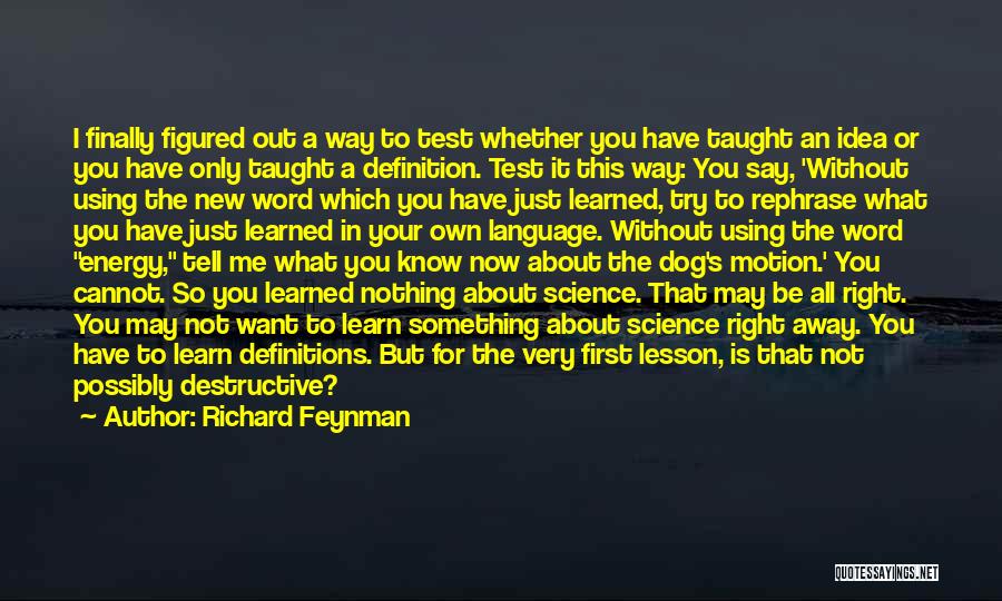 Richard Feynman Quotes: I Finally Figured Out A Way To Test Whether You Have Taught An Idea Or You Have Only Taught A