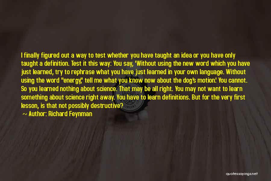 Richard Feynman Quotes: I Finally Figured Out A Way To Test Whether You Have Taught An Idea Or You Have Only Taught A