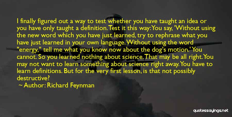 Richard Feynman Quotes: I Finally Figured Out A Way To Test Whether You Have Taught An Idea Or You Have Only Taught A