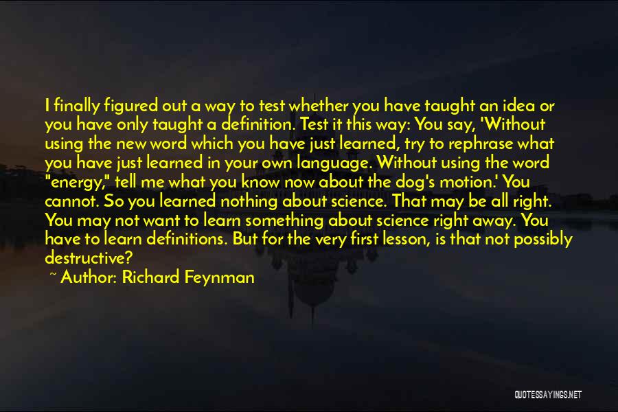 Richard Feynman Quotes: I Finally Figured Out A Way To Test Whether You Have Taught An Idea Or You Have Only Taught A