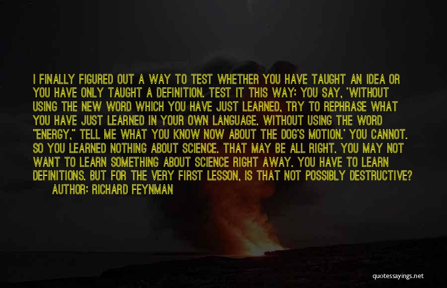 Richard Feynman Quotes: I Finally Figured Out A Way To Test Whether You Have Taught An Idea Or You Have Only Taught A