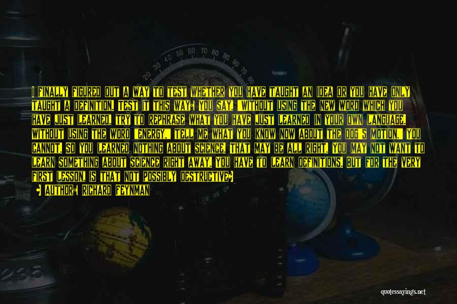 Richard Feynman Quotes: I Finally Figured Out A Way To Test Whether You Have Taught An Idea Or You Have Only Taught A