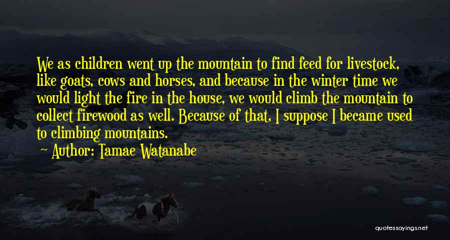 Tamae Watanabe Quotes: We As Children Went Up The Mountain To Find Feed For Livestock, Like Goats, Cows And Horses, And Because In