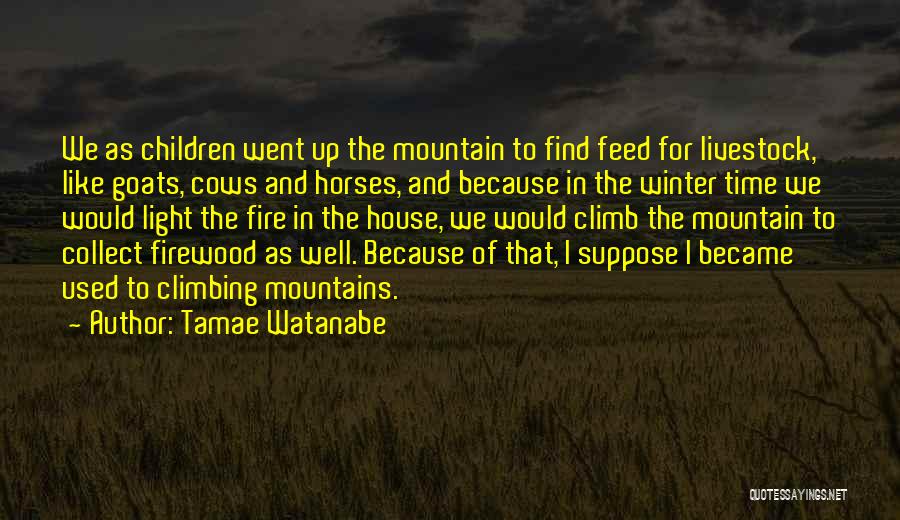 Tamae Watanabe Quotes: We As Children Went Up The Mountain To Find Feed For Livestock, Like Goats, Cows And Horses, And Because In