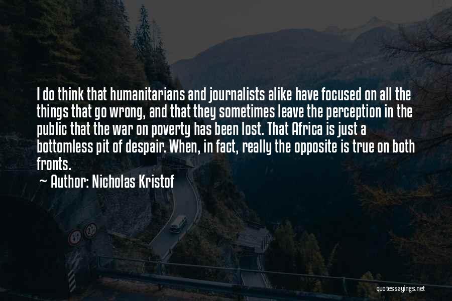 Nicholas Kristof Quotes: I Do Think That Humanitarians And Journalists Alike Have Focused On All The Things That Go Wrong, And That They