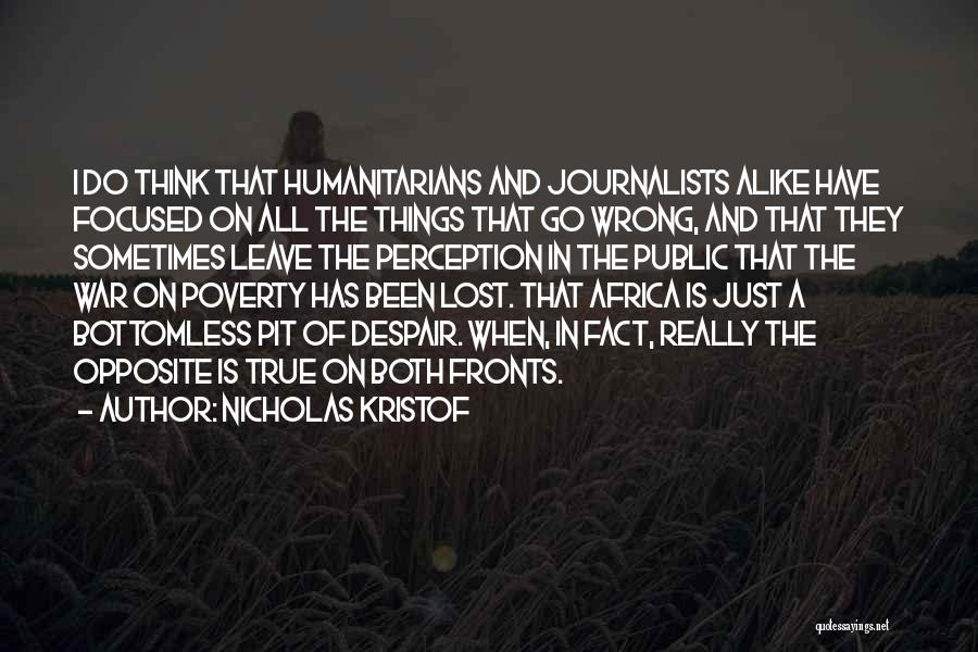 Nicholas Kristof Quotes: I Do Think That Humanitarians And Journalists Alike Have Focused On All The Things That Go Wrong, And That They