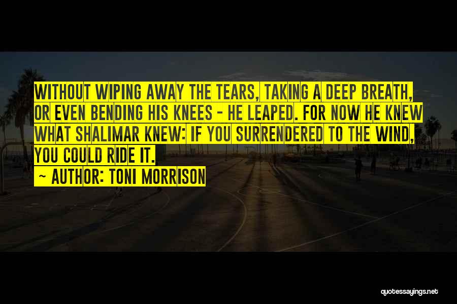 Toni Morrison Quotes: Without Wiping Away The Tears, Taking A Deep Breath, Or Even Bending His Knees - He Leaped. For Now He