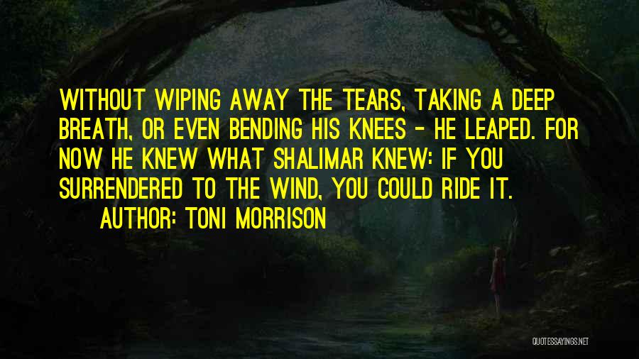 Toni Morrison Quotes: Without Wiping Away The Tears, Taking A Deep Breath, Or Even Bending His Knees - He Leaped. For Now He