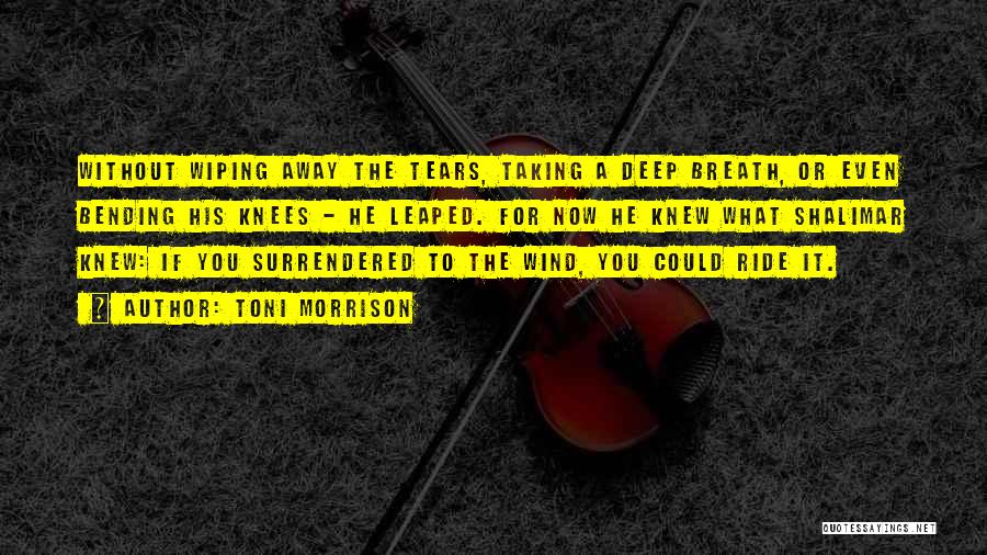 Toni Morrison Quotes: Without Wiping Away The Tears, Taking A Deep Breath, Or Even Bending His Knees - He Leaped. For Now He