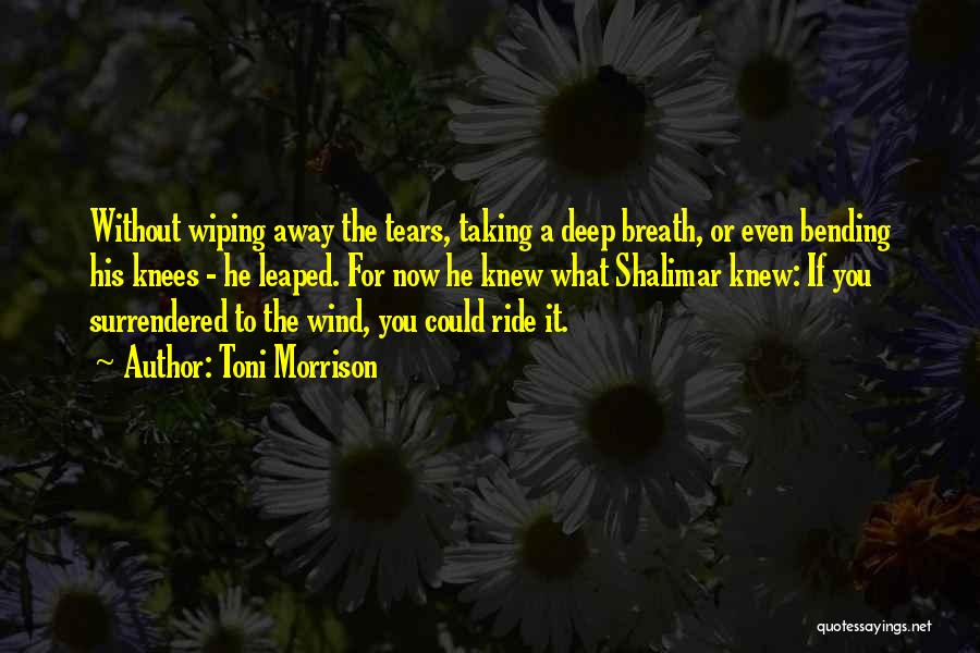 Toni Morrison Quotes: Without Wiping Away The Tears, Taking A Deep Breath, Or Even Bending His Knees - He Leaped. For Now He