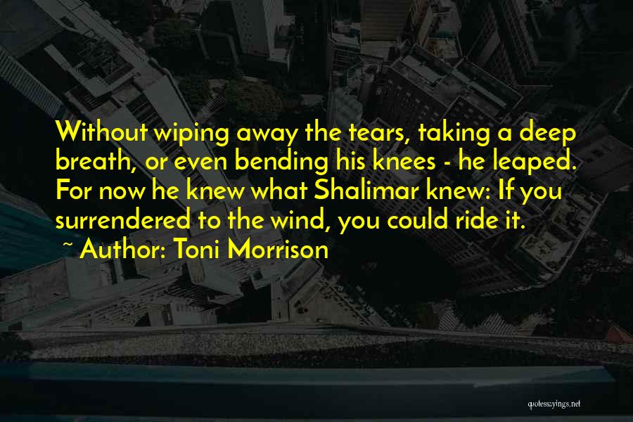 Toni Morrison Quotes: Without Wiping Away The Tears, Taking A Deep Breath, Or Even Bending His Knees - He Leaped. For Now He