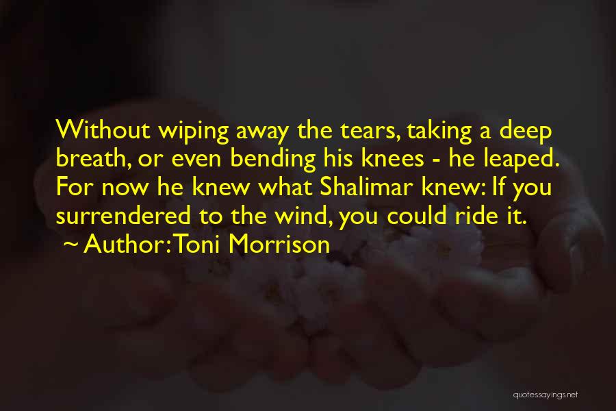 Toni Morrison Quotes: Without Wiping Away The Tears, Taking A Deep Breath, Or Even Bending His Knees - He Leaped. For Now He