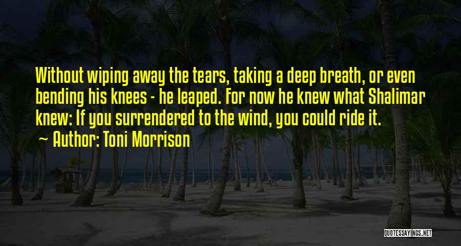 Toni Morrison Quotes: Without Wiping Away The Tears, Taking A Deep Breath, Or Even Bending His Knees - He Leaped. For Now He