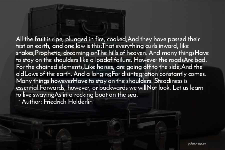 Friedrich Holderlin Quotes: All The Fruit Is Ripe, Plunged In Fire, Cooked,and They Have Passed Their Test On Earth, And One Law Is
